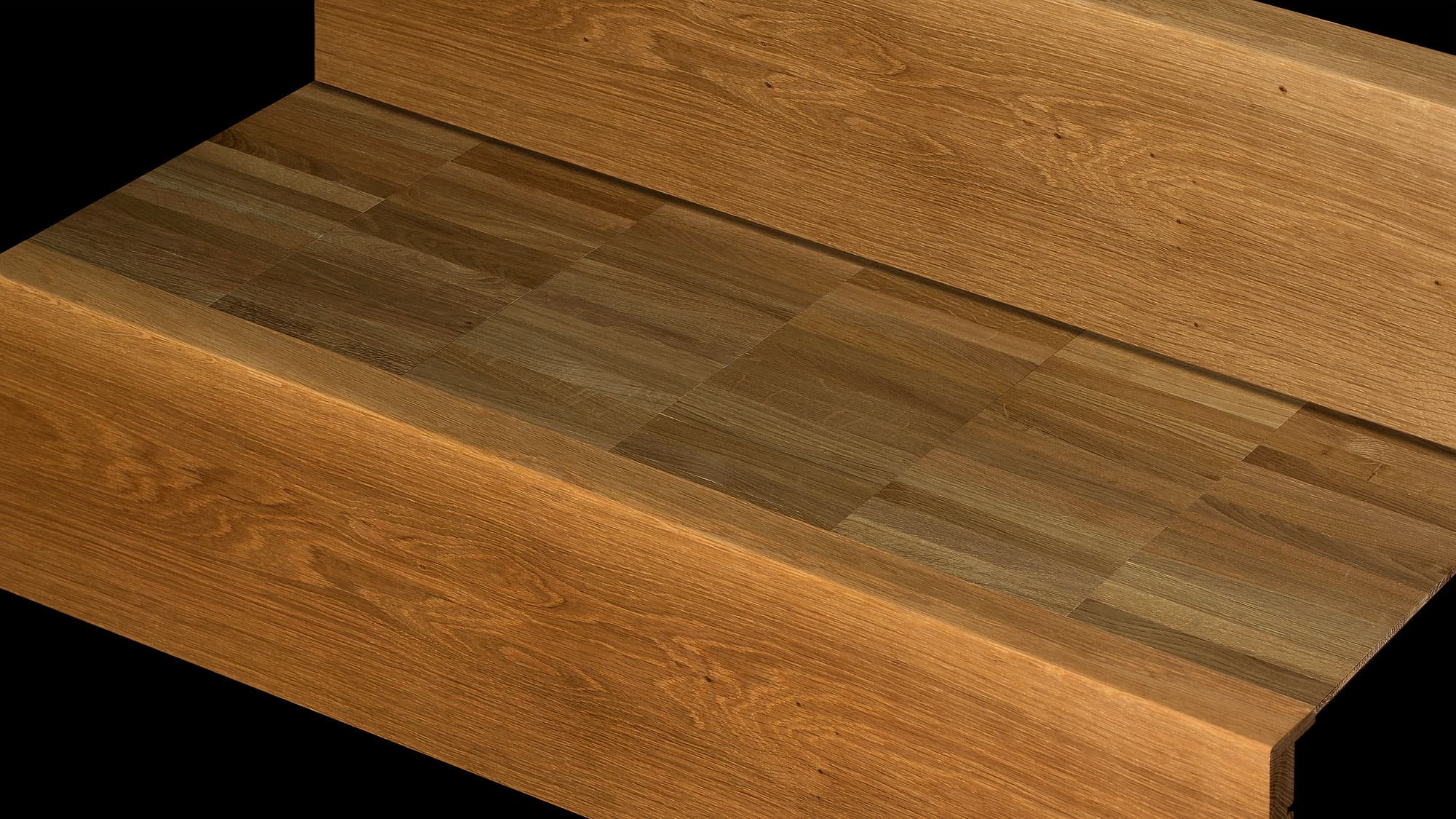 Trappsteg i ek – Liggande stav